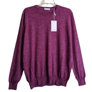 Gran Sasso Sweater Made In Italy Raspberry Cashmere Silk Linen Blend
